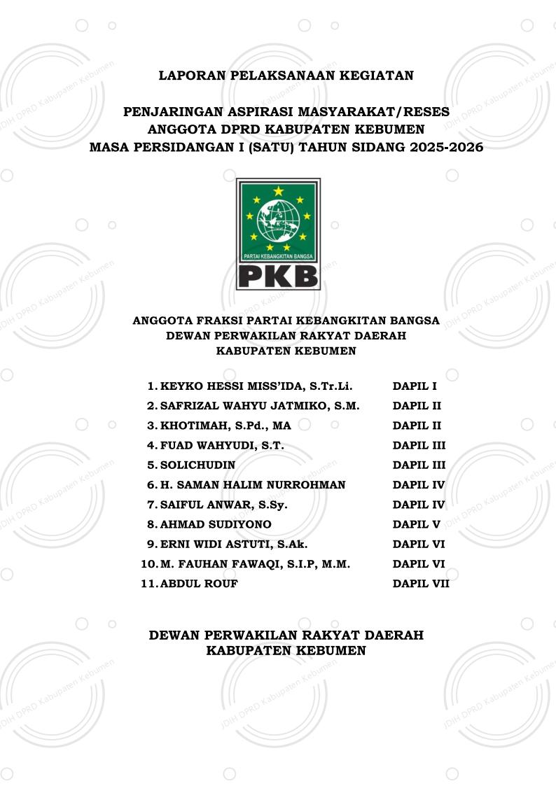 Laporan Reses Fraksi Partai Kebangkitan Bangsa Masa Persidangan I Tahun Sidang 2025–2026